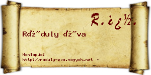 Ráduly Éva névjegykártya